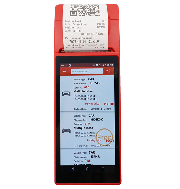 Nfc Credit Card Reader Car Parking Pos System with Ticket Printer Mobile Handheld Pos Printer Android Portable Terminal
