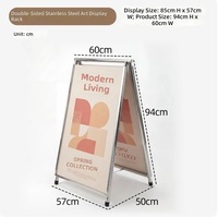Rak Display Poster Lipat A-frame Dua Sisi Portabel Ringan Berbahan Baja Tahan Karat dengan Finishing Cermin Terintegrasi