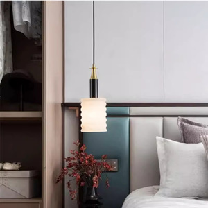 Luminaire suspendu en marbre minimaliste moderne, hauteur réglable, pour chambre principale, nouveau style chinois, blanc chaud, pour salle d'exposition, bar - Product Image 1