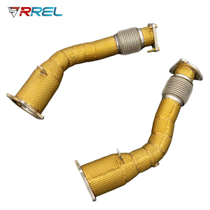 Collecteur d'échappement à haut débit avec catalyseur 200 cellules, tuyau d'échappement isolé thermiquement pour <span class=keywords><strong>Porsche</strong></span> <span class=keywords><strong>Cayenne</strong></span> 957 <span class=keywords><strong>Turbo</strong></span> 4.8T <span class=keywords><strong>V8</strong></span> 2006-2010 - Product Image 3