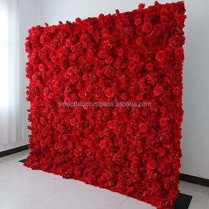 ฉากหลังงานแต่งงานแบบเรียบหรู ผนังดอกไม้ 3 มิติ 5 มิติ ขนาด 8 ฟุต x 8 ฟุต ผ้าไหมกุหลาบ แผงผนังดอกไม้แบบม้วน สำหรับตกแต่งงานปาร์ตี้และงานอีเว้นท์ - Product Image 4