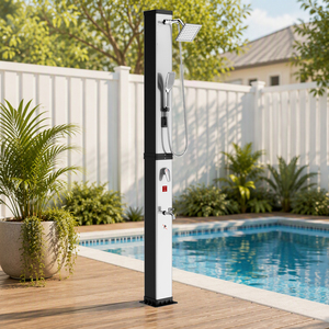 Promotion : <span class=keywords><strong>Douche</strong></span> <span class=keywords><strong>solaire</strong></span> extérieure 35L 40L en acier inoxydable avec panneau de placage et douchette à main, idéale pour <span class=keywords><strong>piscine</strong></span>, jardin, plage - OEM - Product Image 2