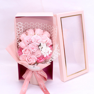 ของขวัญวันวาเลนไทน์ ช่อดอกไม้สบู่ 19 ดอก กุหลาบ กล่องของขวัญวันเกิด ดอกคาร์เนชั่น ดอกไม้อมตะ - Product Image 2