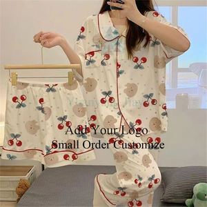 <strong>Girls</strong> Short Sleeve Sleepwear 3 PCS <strong>Set</strong> Nightgowns Pijamas Women Cheap Femme Mujer <strong>Pajamas</strong> for Women - Product Image 1