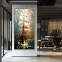 Décoration de bureau, toile peinte à la main, peintures abstraites de bateaux à voile dorés, paysages marins, art mural moderne texturé 3D