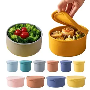 2023 Lunchbox Draagbare Siliconen Voedselopslagcontainer Herbruikbare Bento Kids Lunchbox Accessoires Ronde Siliconen Lunchbox