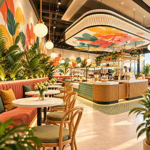 เคาน์เตอร์บาร์คาเฟ่สมัยใหม่ ตู้โชว์ขนมแบบสั่งทำสำหรับร้านกาแฟ ร้านเบเกอรี่ และร้านอาหาร - Product Image 4