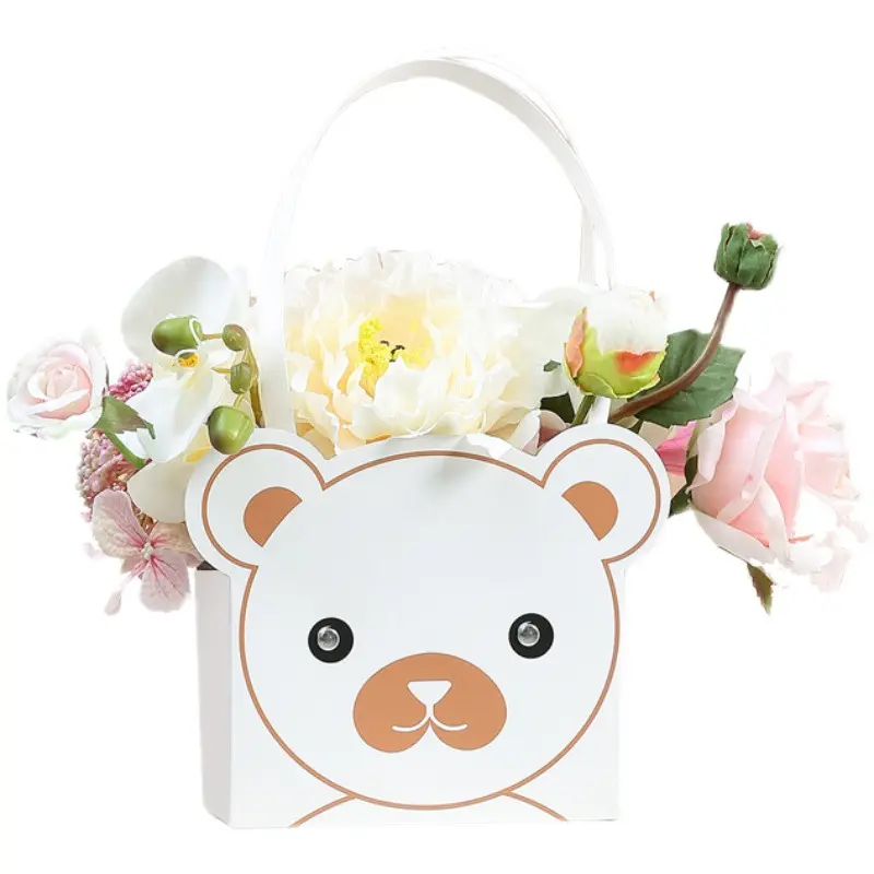 Borsa per il trasporto di Bouquet di fiori portatile borsa per il trasporto di fiori di orso borsa per il trasporto a mano scatola per il trasporto di carta per negozio di fiori