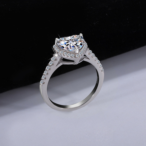 NORELLE Bagues de fiançailles de luxe en <span class=keywords><strong>argent</strong></span> sterling 925 pour femmes, avec halo de diamants en forme de cœur, moissanite, bijoux de luxe de marque - Product Image 5