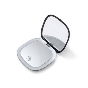 Mini <b>Compact</b> Led Makeup <b>Mirror</b> With Light 5X Magnifying Small Pocket Portable Travel Pink Black Foldable Cosmetic Vanity <b>Mirrors</b> - Product Image 4