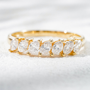 Bague de mariage en or massif 18 carats RST avec diamant de laboratoire taille marquise 2,5*4 mm - Product Image 3