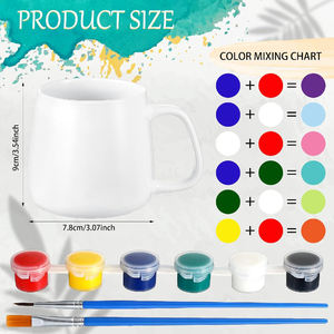 אמנות ומלאכת מכאיורי קפה ריק 4 יח 'לצייר ספל משלך ספלי קפה דייסים למבוגרים ולילדים - Product Image 3