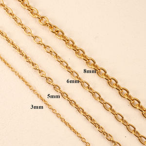 Granny Chic pesado de acero inoxidable O Link Curb cadena collar PVD 18K 22K chapado en oro O gargantilla cadenas para moda hombres mujeres - Product Image 5