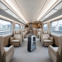 Chariot de service intelligent à double écran tactile LCD pour cabine de train à grande vitesse, avec SDK interactif pour la restauration et animation sur rail intérieur