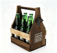 Porte-bouteille de bière en bois gravé avec logo personnalisé, sac de transport en bois pour la maison, la cuisine et les pique-niques