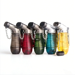 Allume-cigare rechargeable à double jet Allume-cigare transparent visible à chambre à gaz étanche au vent avec <span class=keywords><strong>flamme</strong></span> réglable - Product Image 1