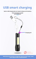 Mini lampe torche tactique LED en gros avec zoom, intensité réglable, batterie au lithium rechargeable, IP44, lumière du jour 6000K pour le camping