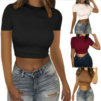 T-shirt Court Basique Sexy avec Logo Personnalisé, Haut Court Blanc pour Femme, Manches Courtes, Impression Personnalisée