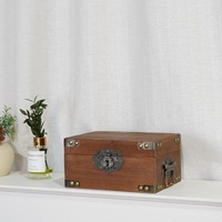 Boîte de rangement en bois vintage Boîte à trésor en bois durable avec couvercle Boîte à coffre en bois