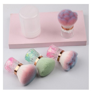 Brosse à poussière pour ongles en nylon avec manche en acrylique souple, rose et blanche, pour enlever la poudre de paillettes, pour la manucure et le nettoyage du maquillage - Product Image 2