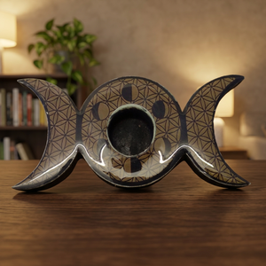 Supports de sphères en bois Triple Lune sculptés, style artisanal, pour table, en noir et marron, pour la décoration d'hôtels et de maisons - Product Image 3