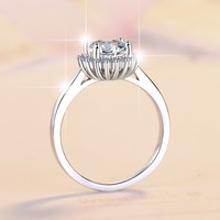 Bague tournesol en argent sterling 925 avec pierre précieuse de couleur Moissanite de 1 carat ouverture réglable pour femme disponibilité en gros