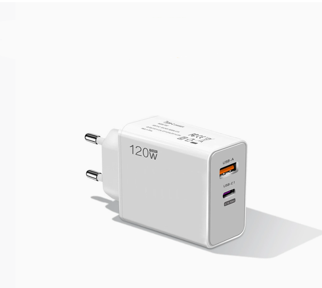 Hot 120W GaN Dual USB-A Type C Wall Charger Quick Charge 2 Ports QC 3.0 PD USB C Fast Charging Mobile Phone Power Supply Adapter