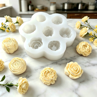 7-fach 3D Rosenblütenform aus lebensmittelechtem BPA-freiem Antihaft-Silikon für Seife, handgemachte Kuchen, Kerzen und DIY-Bastelbedarf