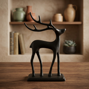 Black Aluminum <b>Reindeer</b> <b>Christmas</b> Ornament Deer Sculpture Tabletop Holiday Home Decor - Product Image 3