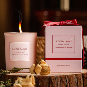 AIKUN Pink Glass Jar Romantic Dried Flower Lasting Fragrance Candle Custom Scented Christmas Candle - Product Image 4