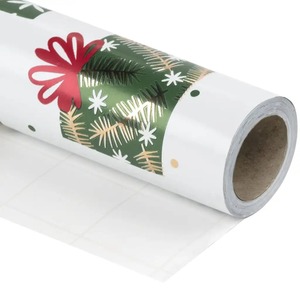 Custom Eco-Friendly Double-Sided Christmas Gift <b>Wrap</b> <b>Roll</b> Art <b>Paper</b> Recyclable Digital Printing Green Red Pattern Packaging - Product Image 3