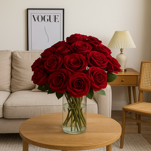 Hoa hồng nhung giả thân đơn, làm thủ công, chất liệu vải giả, dùng trang trí đám cưới, quà tặng ngày lễ tình nhân - Product Image 3