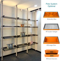 Cintre rétractable en aluminium pour penderie Accessoires pour étagères en verre Système de poteau d'armoire avec éclairage