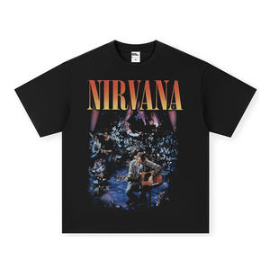 Pour <span class=keywords><strong>NIRVANA</strong></span> <span class=keywords><strong>Vintage</strong></span> hommes <span class=keywords><strong>T</strong></span>-<span class=keywords><strong>shirt</strong></span> rétro Style américain transfrontalier lavé en détresse petit décolleté lourd 300 grammes de haut - Product Image 1