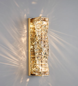 Lampu Kristal Stainless Steel Modern Dekoratif Dalam Ruangan Lampu Dinding Kristal Emas untuk Ruang Tamu - Product Image 4