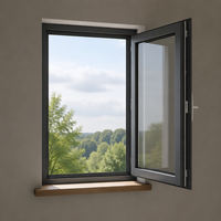 Ventanas Abatibles con Marco de Aluminio Insonorizadas, Doble Acristalamiento, Vidrio Templado para Hogares
