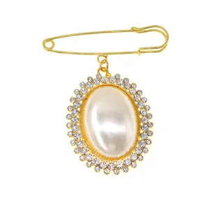 Última nueva moda coreana oro broche de perlas diy Ropa Accesorios retro chicas traje chaqueta broche de la perla