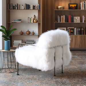 Silla individual de lujo minimalista y moderna, reposabrazos informal de <span class=keywords><strong>Bruselas</strong></span>, silla de maquillaje de celebridad cibernética que cae de lana para dormitorio y ocio - Product Image 5