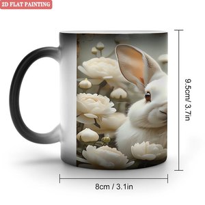 Mug à boire en céramique 11oz Noir givré Tasse changeante de couleur sensible à la chaleur Utilisation en pique-nique en plein air - Product Image 2