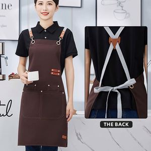 Tablier de travail personnalisé avec logo, en coton, ajustable, avec poches, style long, pour femmes et hommes - Product Image 4