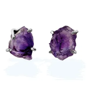 现代收藏925纯银小漂亮耳钉天然紫水晶宝石女商人