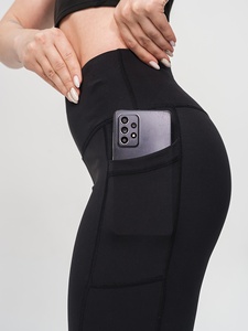 Jeggings de sport pour femmes 2025, personnalisés, <span class=keywords><strong>haute</strong></span> élasticité, couleur unie, sans ceinture, avec poches, pantalon de compression pour la course à pied et le yoga pour adultes - Product Image 2