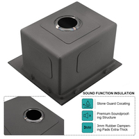 Évier de cuisine extérieur pour poste de travail, 15 pouces, en acier inoxydable 304 de calibre 16/18, pour camping-car, petit évier de bar, de la marque Manufacturer Topmount
