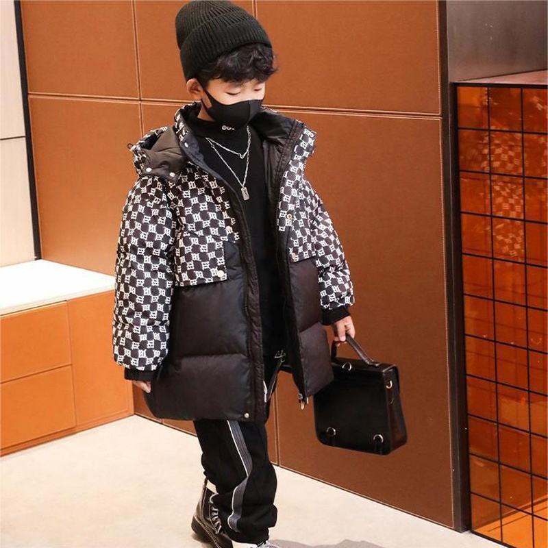 Teen Boys Plaid Cotton Jacket Fashion New Hooded Coats Winter