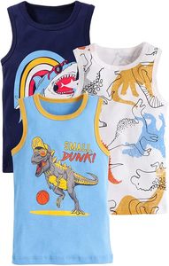 <span class=keywords><strong>Canotte</strong></span> Estive Casual per Ragazzi Sanchi, T-Shirt Senza Maniche a Costine per Bambini, Motivo Animale, 100% Cotone Ecologico - Product Image 4