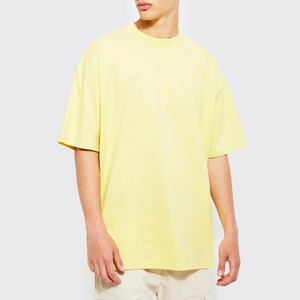 Camiseta de Cuello Redondo de Manga Corta Extra Grande para Hombre, Color Amarillo Liso, 100% Algodón, Estilo Casual, Nueva Tendencia - Product Image 6