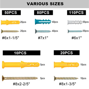Self-tapping Screw Set 270pcs Metric Phillips Head Color Zinc Plated With Plastic Expansion Plugs For Concrete Fixing - Product Image 2