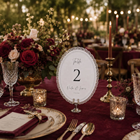Décoration de table de mariage romantique, numéros de table ovales personnalisés avec bordure en dentelle, panneaux de table pour anniversaires et mariages