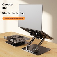Support de bureau ergonomique réglable en acier au carbone rotatif à 360 degrés pour ordinateur portable avec double ventilateur – Nouveauté 2026 – Vente Flash