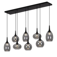 Lustres suspendus en verre gris fumé pour îlot de cuisine, lampe suspendue pour table, lampes décoratives d'intérieur pour restaurant